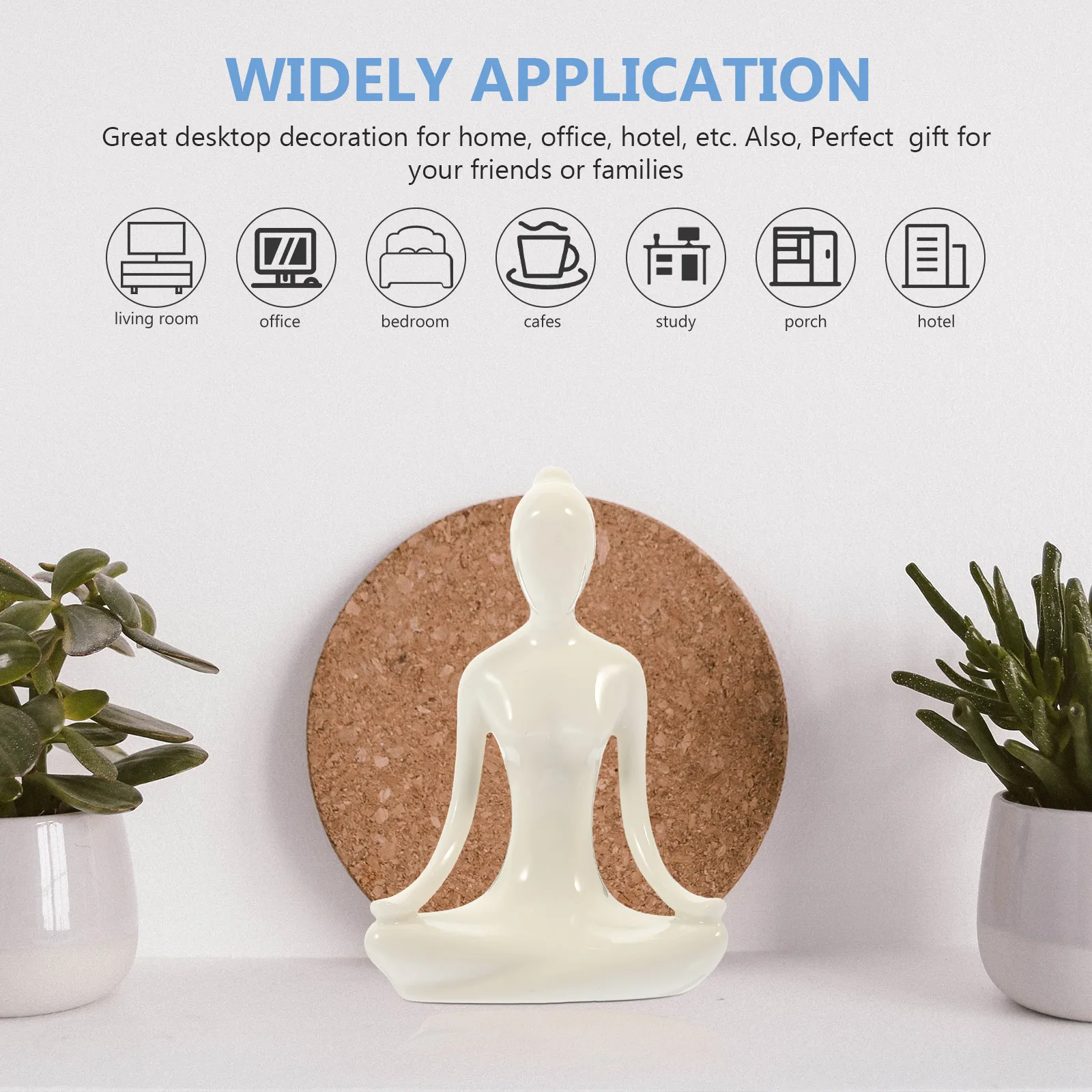 

Ceramic Porcelain Yoga Decor Abstract Sculpture Meditation Statue Elegant Desktop Ornament for Home Study Office Shelf
