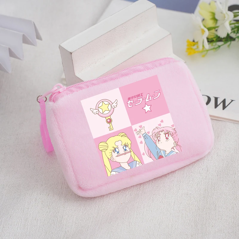 Sailor Moon Children Plush Coin Purse Wallet Boys Girls Mini Cartoon Anime Kawaii Storage Bag Handbag Kids Birthday Cute Gifts