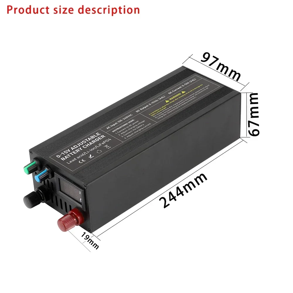 12v Lifepo4 Charger 60A Battery Charger 85a Power Supply Adjustable Voltage and Current 12.6v14.6V Smart Charger