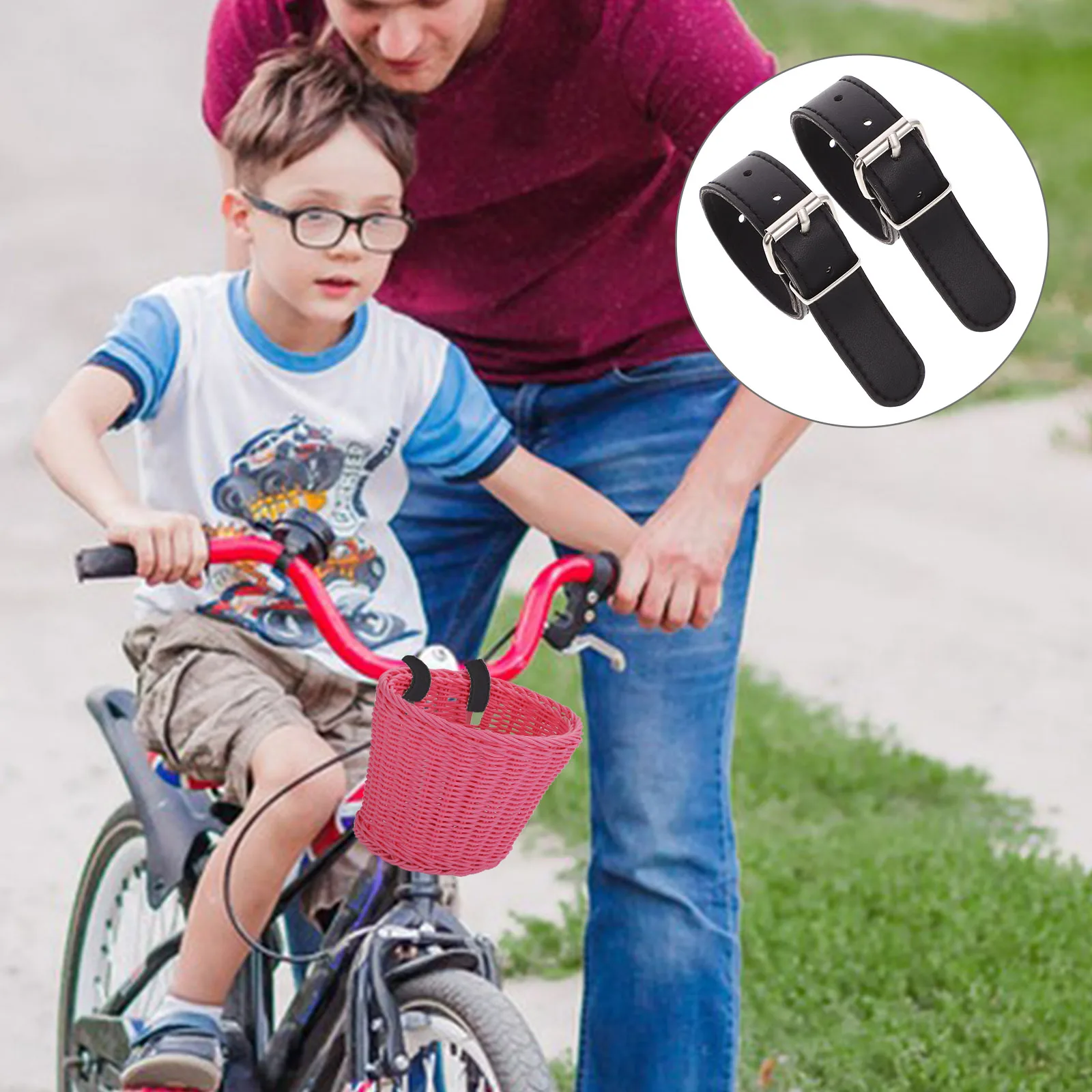 

Bike Basket Straps Compact Size Colored Children Bicycle Belt Accessories Black Pair Electric Bike Decor Riding