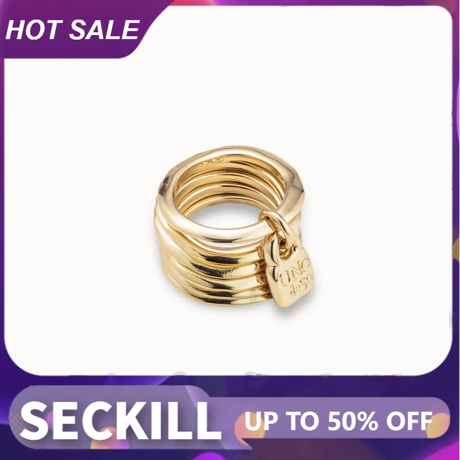 

S925de50-14K Gold Detachable Six Ring for Women, Boutique Gift, Original Jewelry, Fashion Personality, New, Spain,