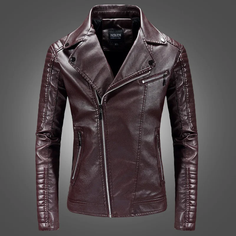 2024 Spring New Slim Fit Short PU Leather Jacket Jacket Men's Lapel Men's Jacket  jaqueta inverno masculina  motorcycle jacket