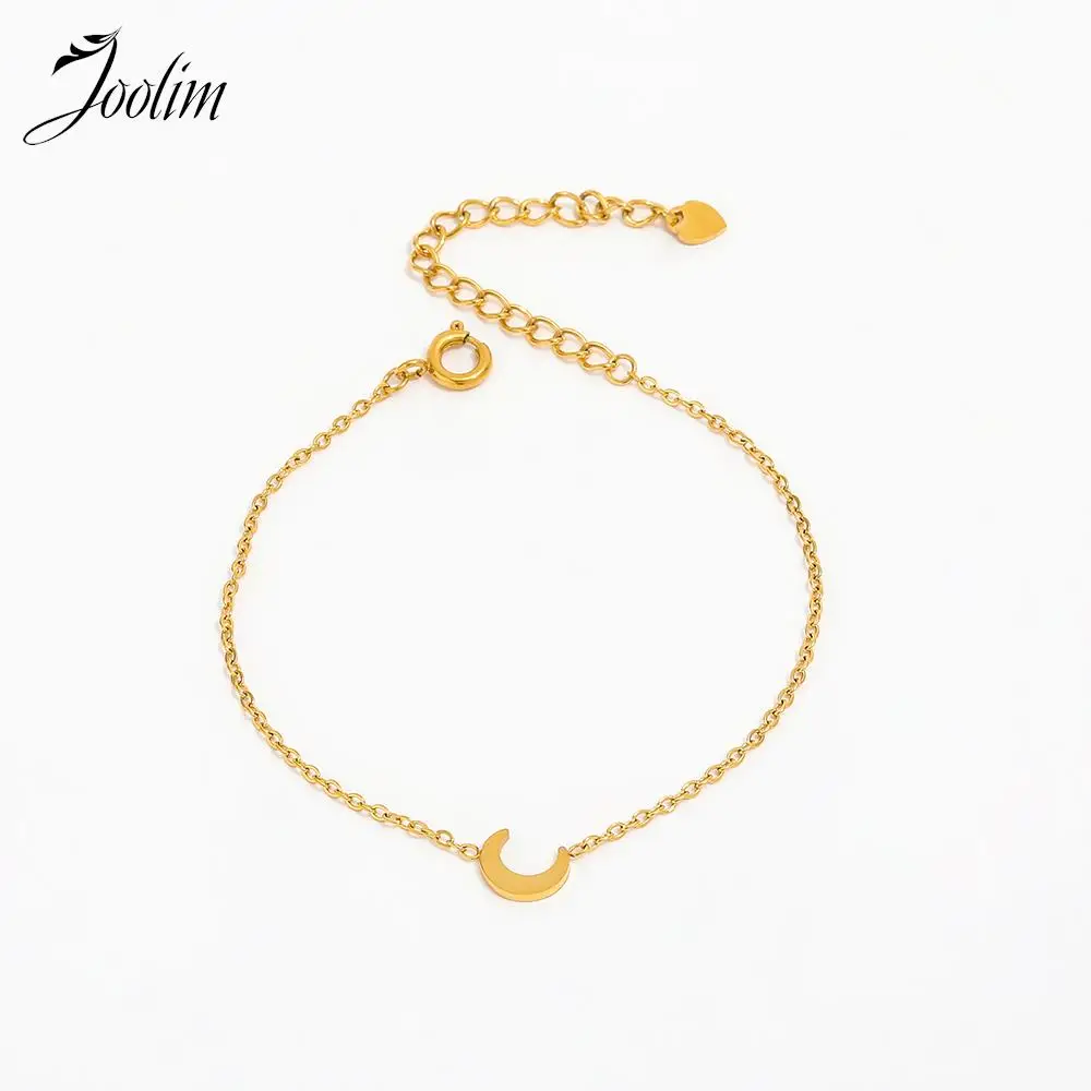 

Joolim Jewelry Wholesale High End PVD Tarnish Free Minimalist Dainty Crescent Pendant Stainless Steel Bracelet for Women