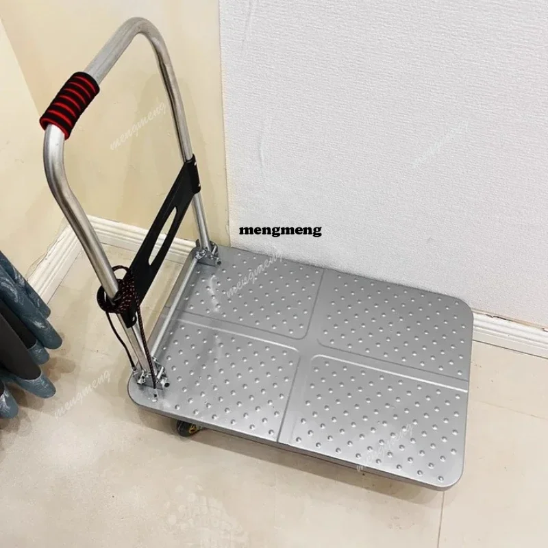 A61 Steel plate transporter household flatbed portable trailer folding small pull cart handcart
