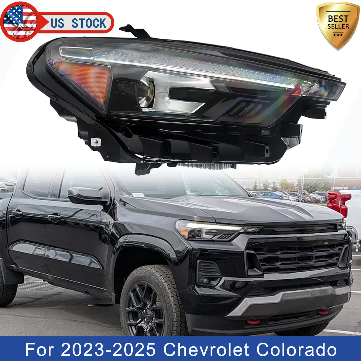 

Светодиодная фара-проектор для Chevrolet Colorado 2023-2025, правая передняя фара (пассажирская сторона), Plug and Play, автомобильный светильник
