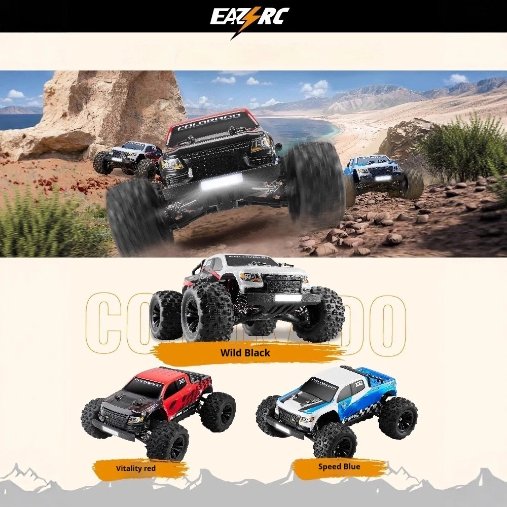 EAZRC 1/18 Scale 4WD RC Truck Off-Road Remote Control Powerful Motor Shock Absorption Multiple Terrain RTR Model For Birthday