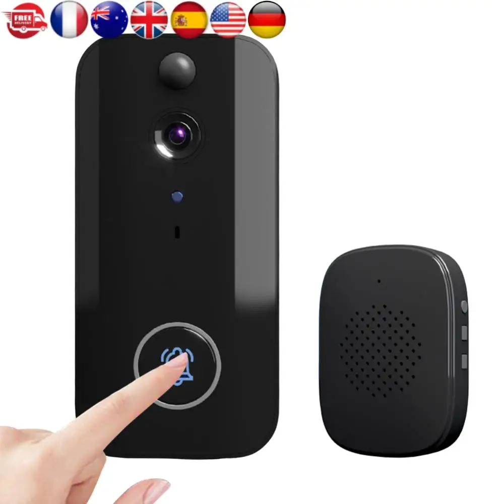 

Беспроводной видеодомофон с Wi-Fi, ИК ночным видением, умный дверной звонок с датчиком движения, визуальный видеодомофон, двусторонняя связь, система домашней безопасности