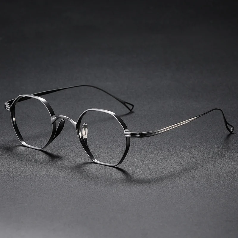 Japanese Style Fashionable Unique Hexagonal Ultra-Light 10g Pure Titanium  Frame optical eyeglasess design as KameManNen KMN152