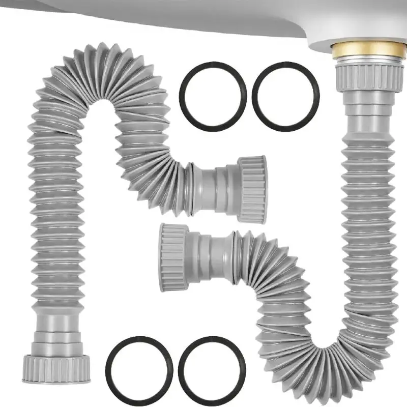 

Y1UD 2pcs Bathroom Kitchen Drain Pipe Adjustable Plastic Trap for Efficient Plumbing