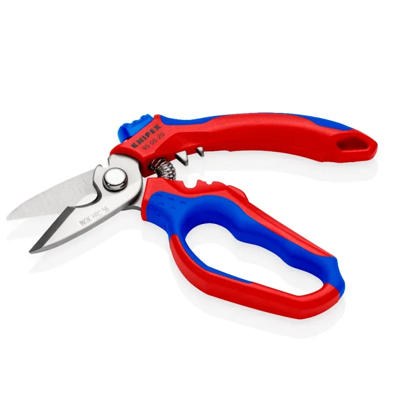 KNIPEX 95 05 20 SB 45 Degree Angle Electrician Scissors with Opening Spring Cutting Edges Shears Knipex Hand Tools 950520SB