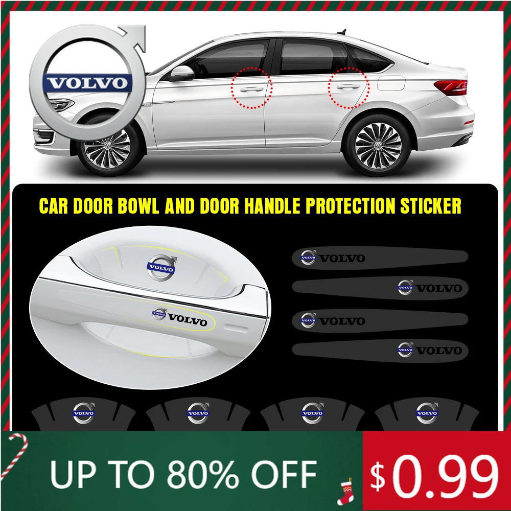 

Эмблемы 4/8 шт. Автомобильная наклейка на дверную ручку, чашу, защитная наклейка от царапин для Volvo Rdesign V40 V50 S40 S80 XC60 S90 S60 XC40