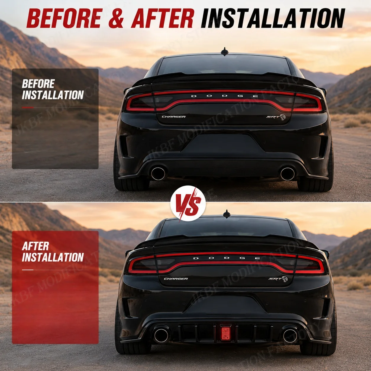 Rear Spoiler Diffuser For 2015-2019 Dodge Charger SRT Posterior Lip Enveloping Modified Body kits Accessories Lower Bumper Guard