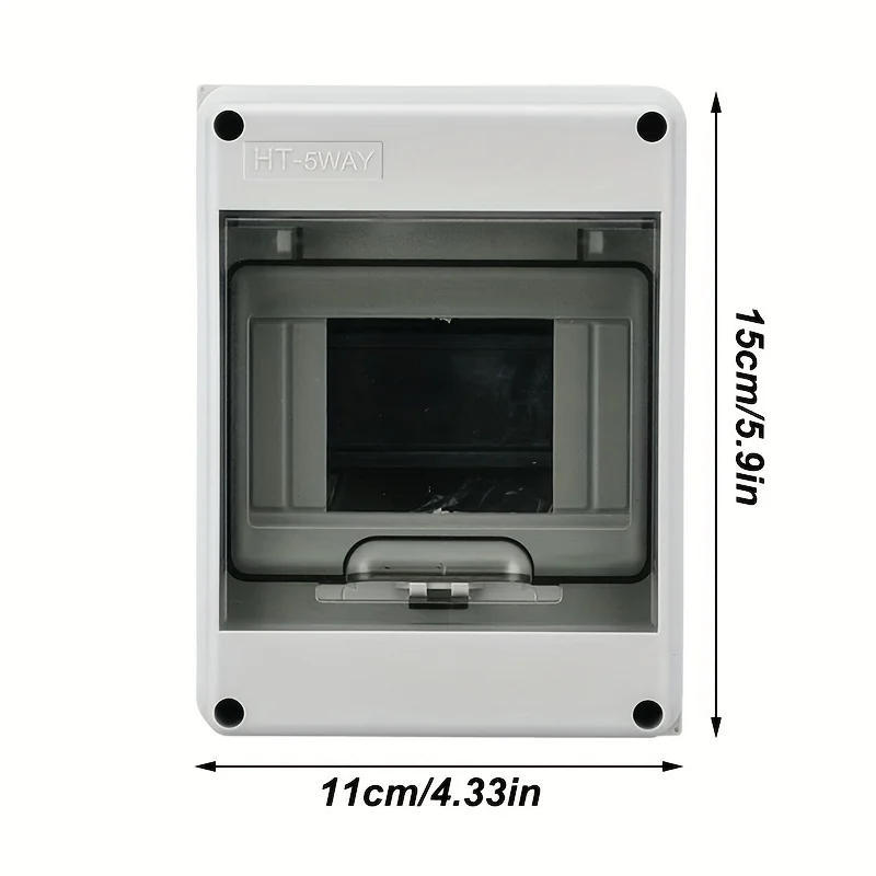 HT-5WAY PC Material Waterproof Electrical Distribution Box, 5-Way Surface Mounted Circuit Breaker Enclosure, Plastic Protective
