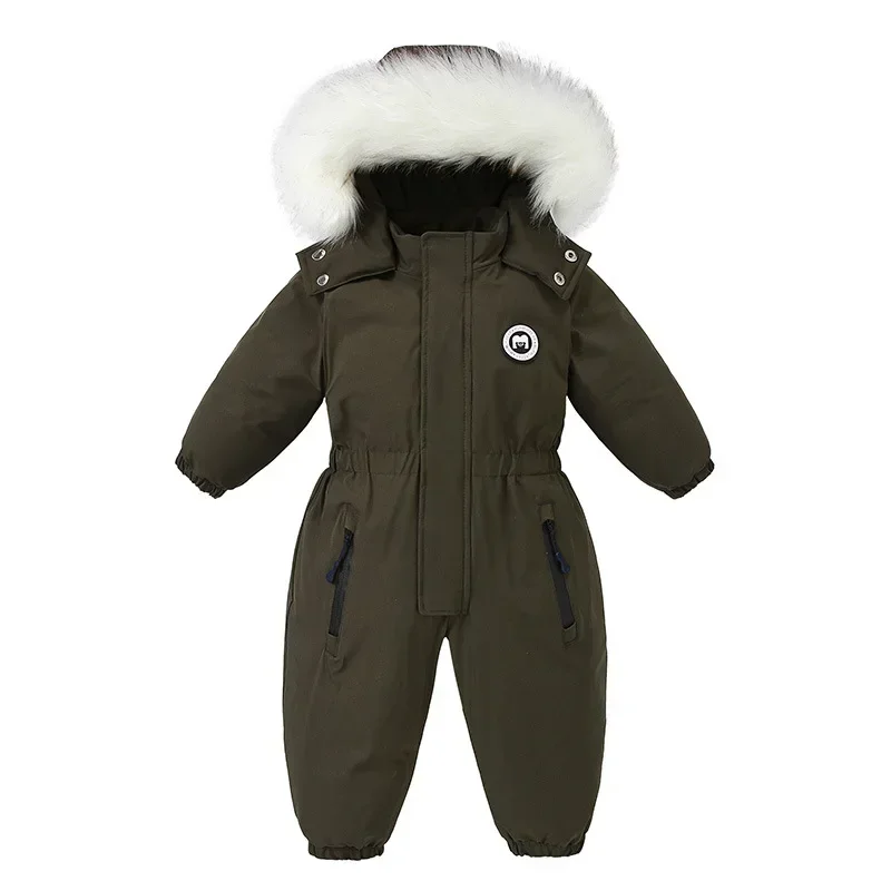 -30 Degree 2024 Kids Winter Jumpsuit Plus velvet Warm Children Winter Overalls 1-5 Years Baby Boy Snowsuit Infant Girl Romper