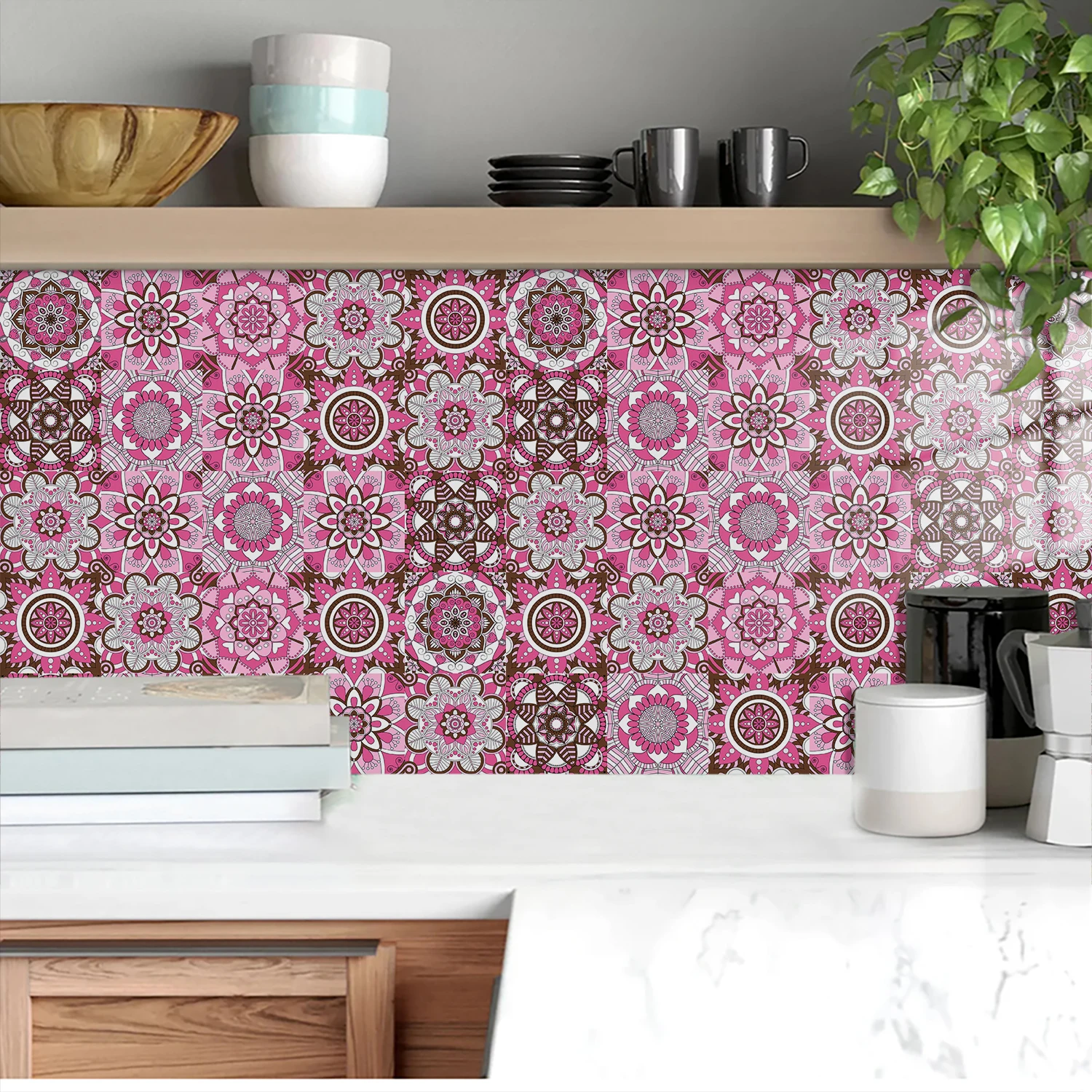 Pink Mandala Vintage Decor Til - Home Bathroom Floor Tiles recension och pris