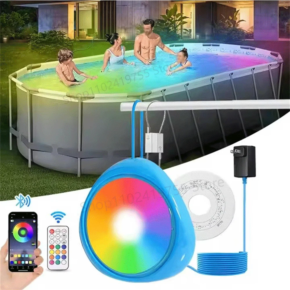 12W RGB Underwater Light IP68 Waterproof Magnetic Suction Swimming Pool Lamp 25W Mobile APP Control Pools Party Scenery Lighting