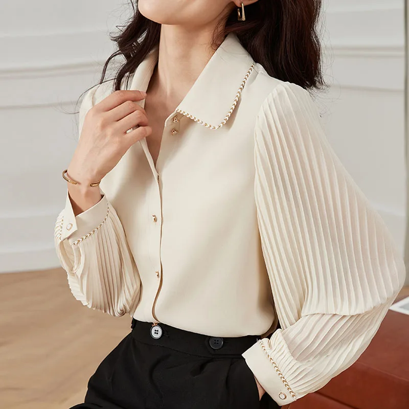 Fashion Turn Down Collar Women Shirt Long Sleeve Chiffon Shirt Blouse Women Tops Camisas Blusas Camisas De Mujer Blouses M504