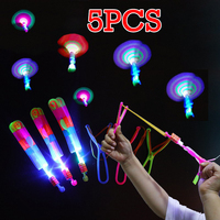 5PCS Rocket Helicopter Flying Toy Amazing Flying Arrow LED Light Toys for Kids Party Photo Props Fun Gifts Rubber Band Catapult