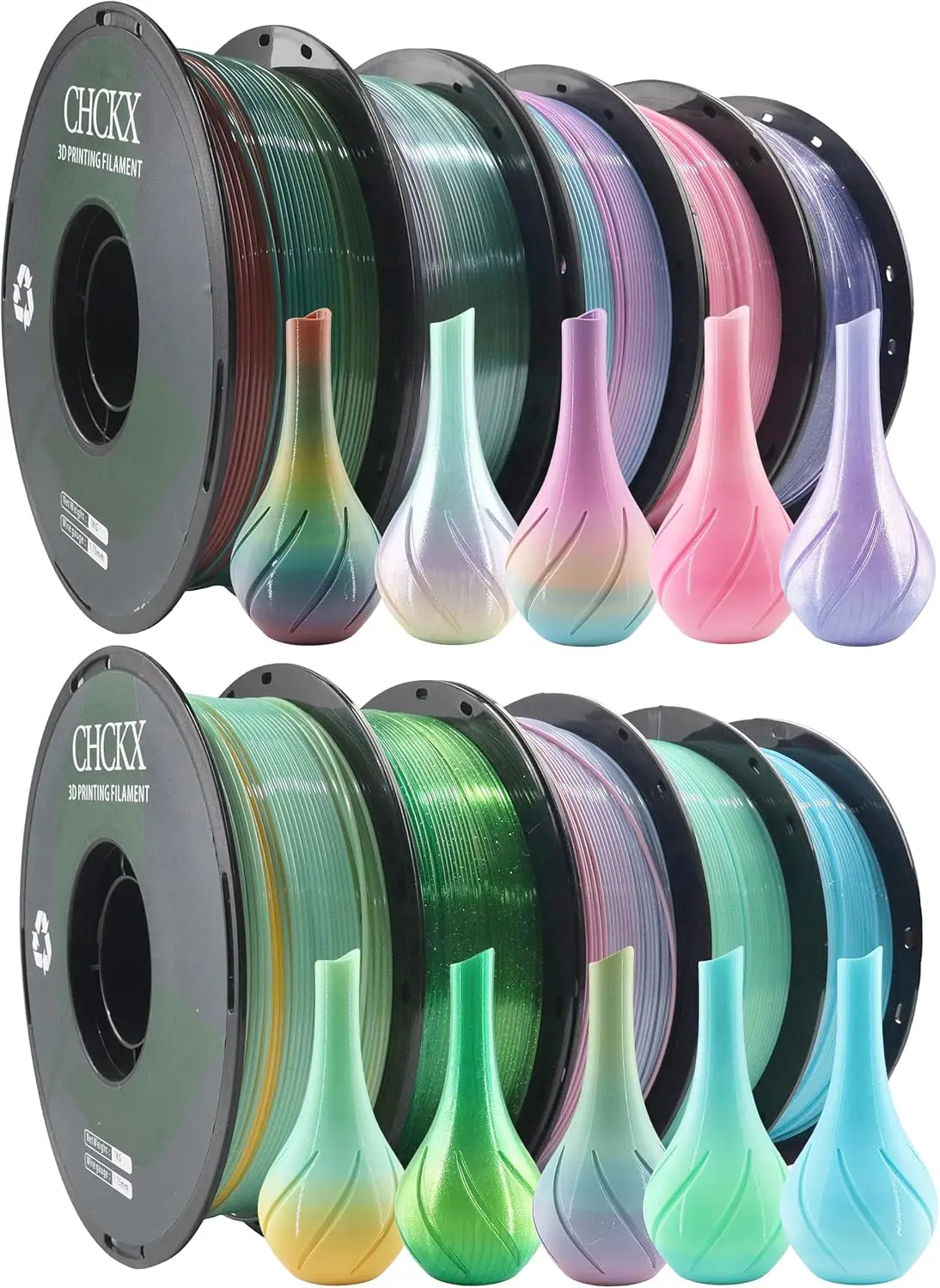 ^For 10 Pack Rainbow PETG 3D Printer Filament Bundle, 1kg Spool(2.2lbs) | 10 Rolls,Dimensional Accuracy +/- 0.03 mm, 1.75 mm, Fi