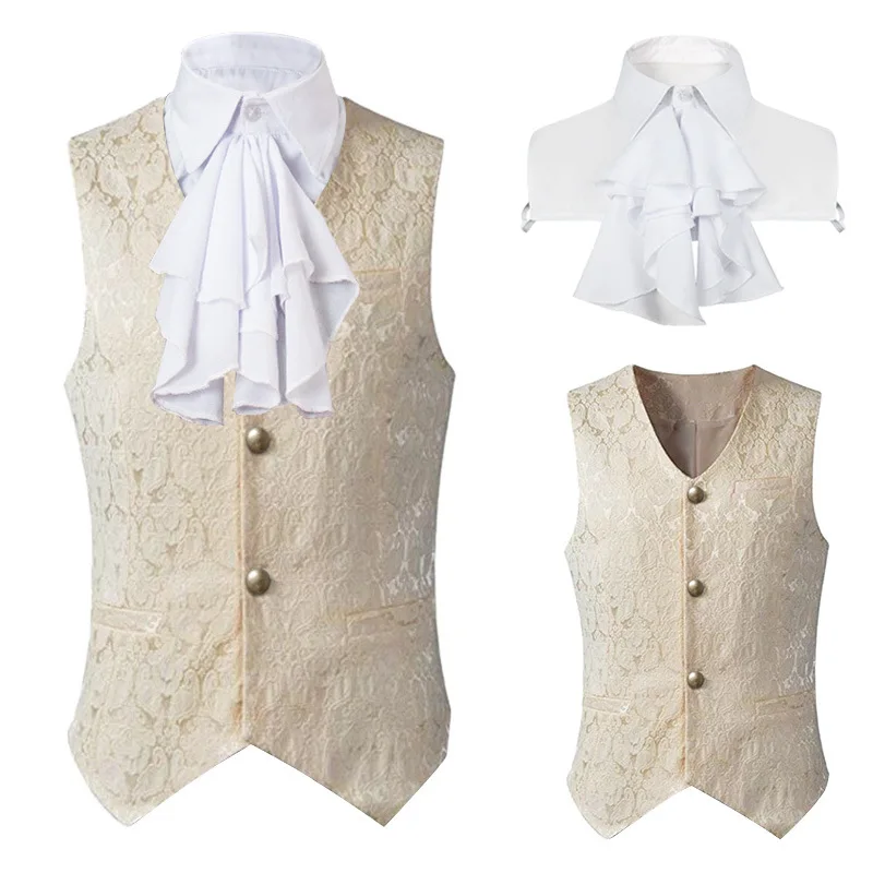 Heren Middeleeuws Kostuum ort Vest Nep Kraag Halloween Kleding Nieuwe 2020 Wi Retro Heren Faion Stage Performance Outfit