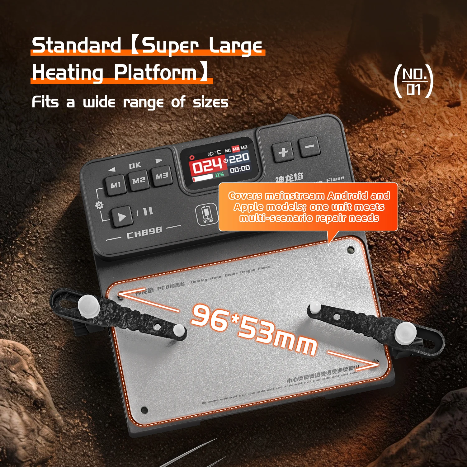 YCS- CH898 Constant Temperature Heating Table 40-260℃ Adjustable PCB Motherboard Heating Station Phone Repair Warming Platform