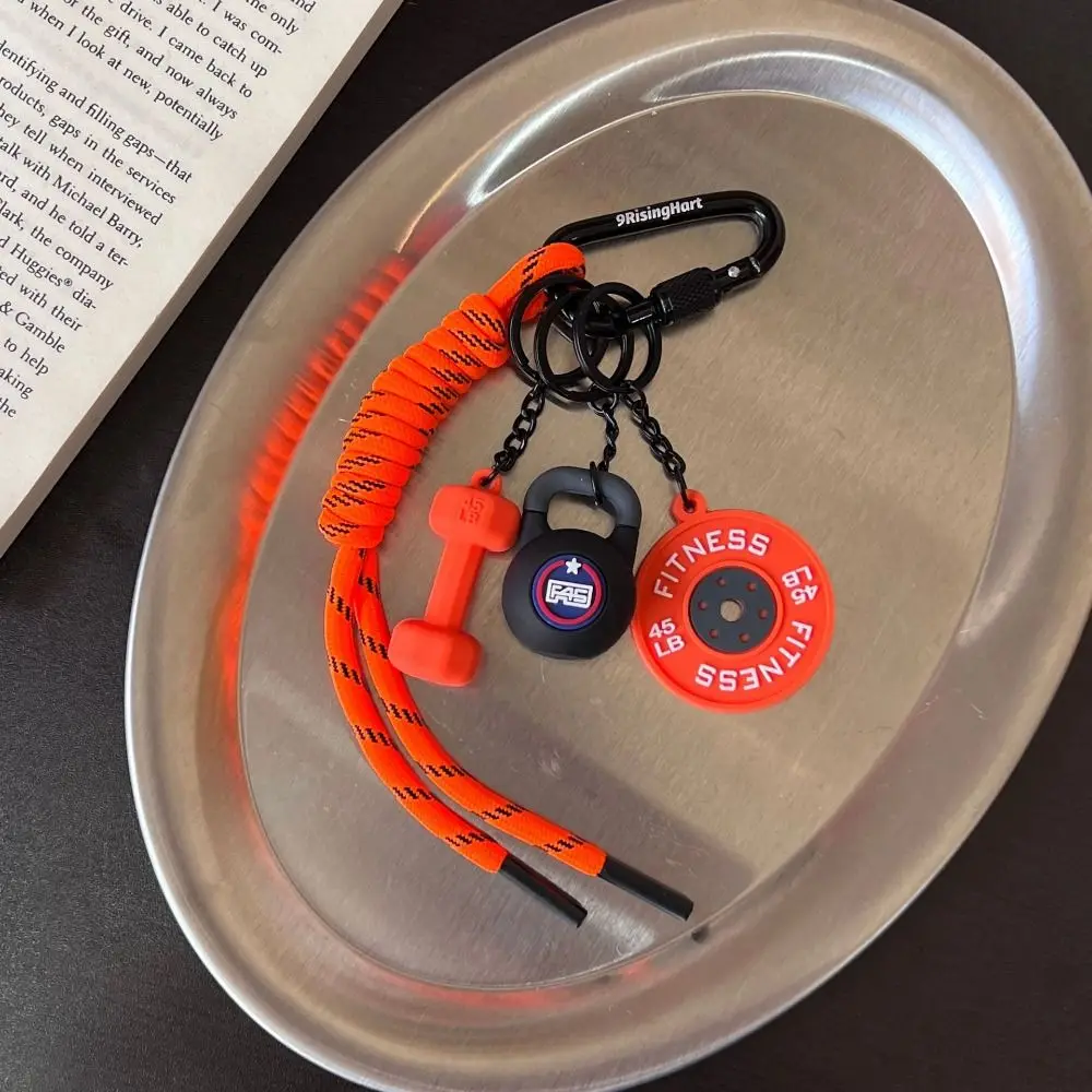 Mini Barbell Plates Keychain with D-shaped Buckle Water Cups Simulation Dumbbells Keyring Kettlebells Creative