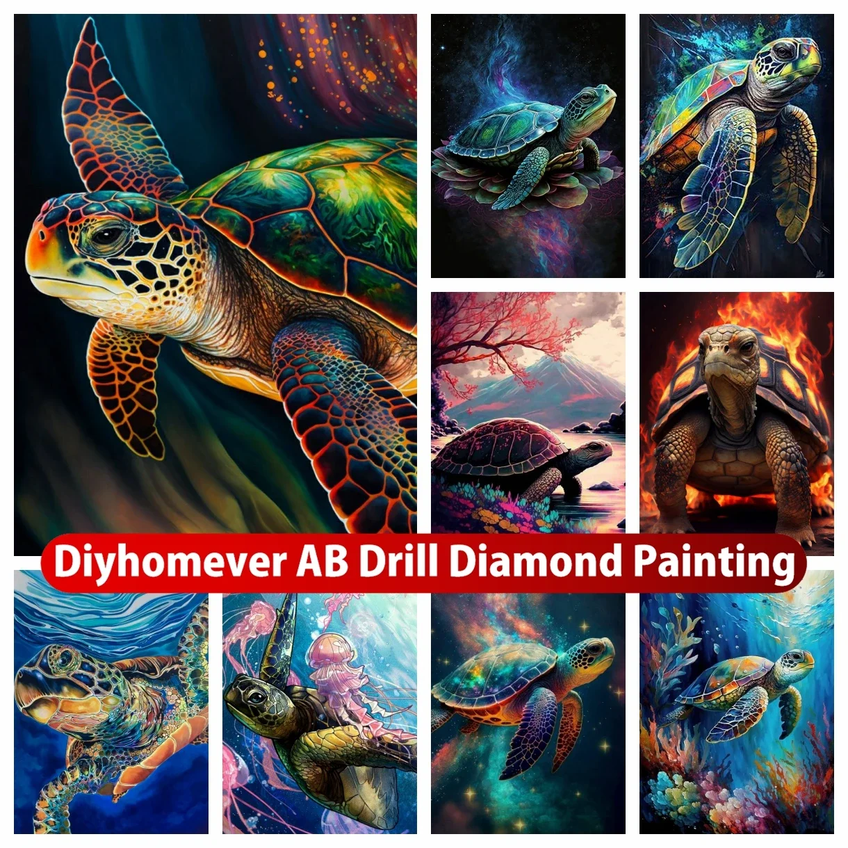 

Sea Turtle 5D DIY AB Diamond Painting Embroidery Fantasy Animal Art Handmade Cross Stitch Mosaic Handicraft Kits Home Decor Gift