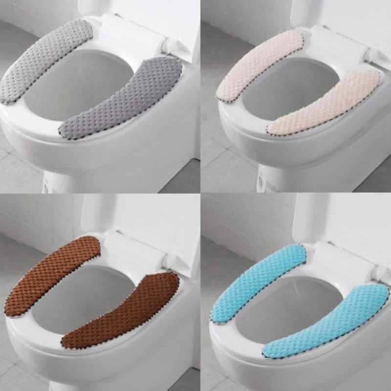 Plush Warm Thick Padded Toilet Seat Cover Mat Non Slip Soft Toilet Seat Cushion Bathroom Accessories