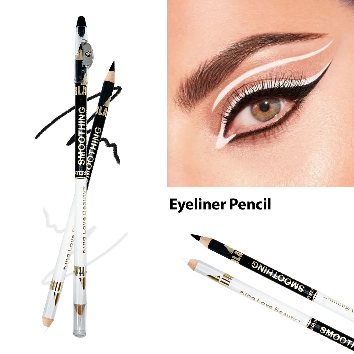 12-teiliger Doppelkopf-Eyeliner-Stiftanzug, wasserdicht, schweißfest, glatt, langlebig, nicht verschmierend, unverzichtbar für Anfänger