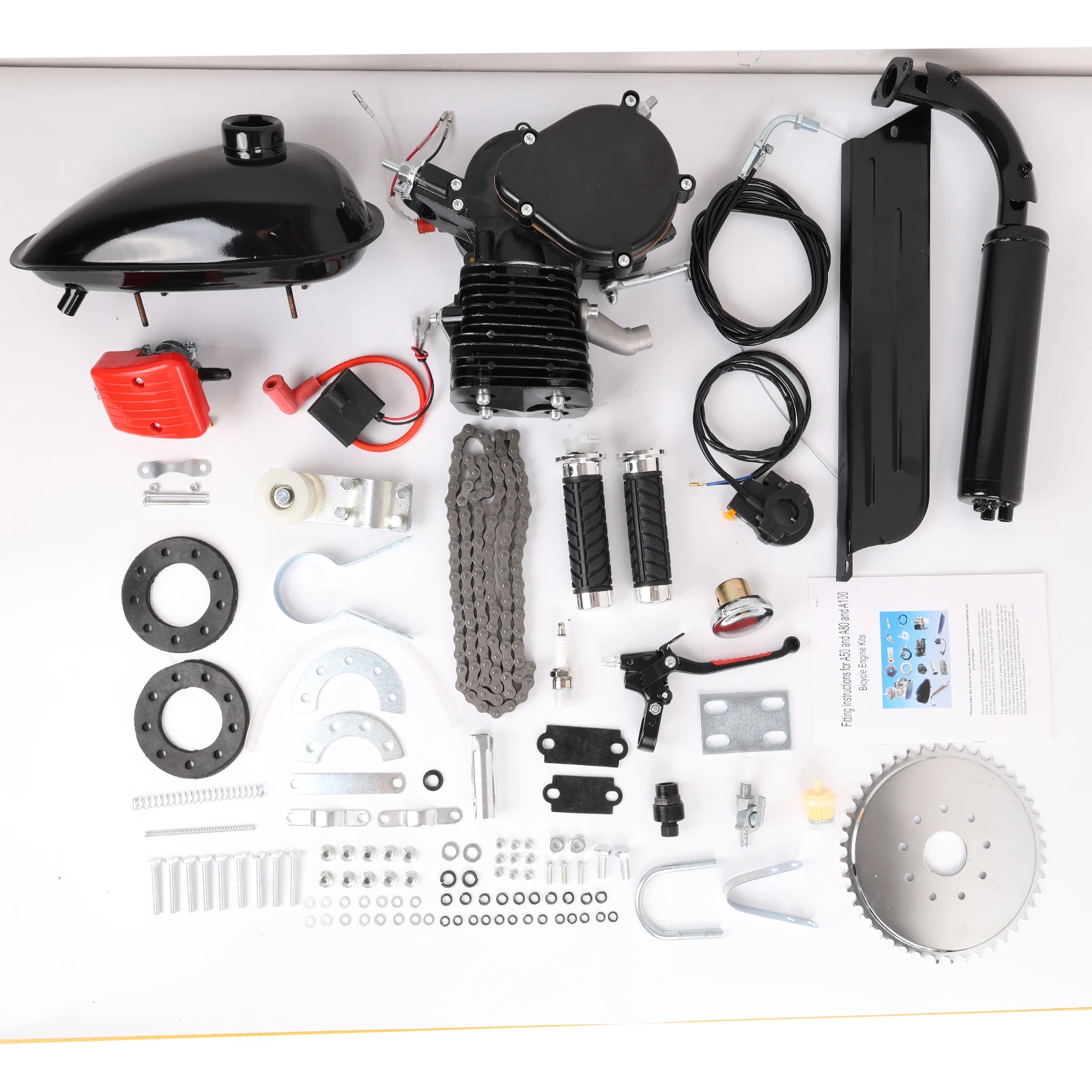 Podofo 2-Takt-Motorkit 100CC 110CC Fahrrad-Benzinmotor-Kit Einzylinder-Benzinmotor-Set DIY Motorisierungs-Umbausatz für 26' 28' MTB Fahrrad MTB Motor