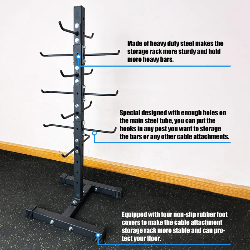 Space Saving Handle Placement Rack Resistance Belt Storage Detachable Floor Wall Style Fitness Equipment Accessories