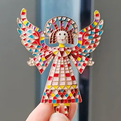 Creative Retro Alloy Painted Angel Girl Wing Brooches For Women Unisex Vintage Pins Clothing Suit Party Accessories Jewelry Gift