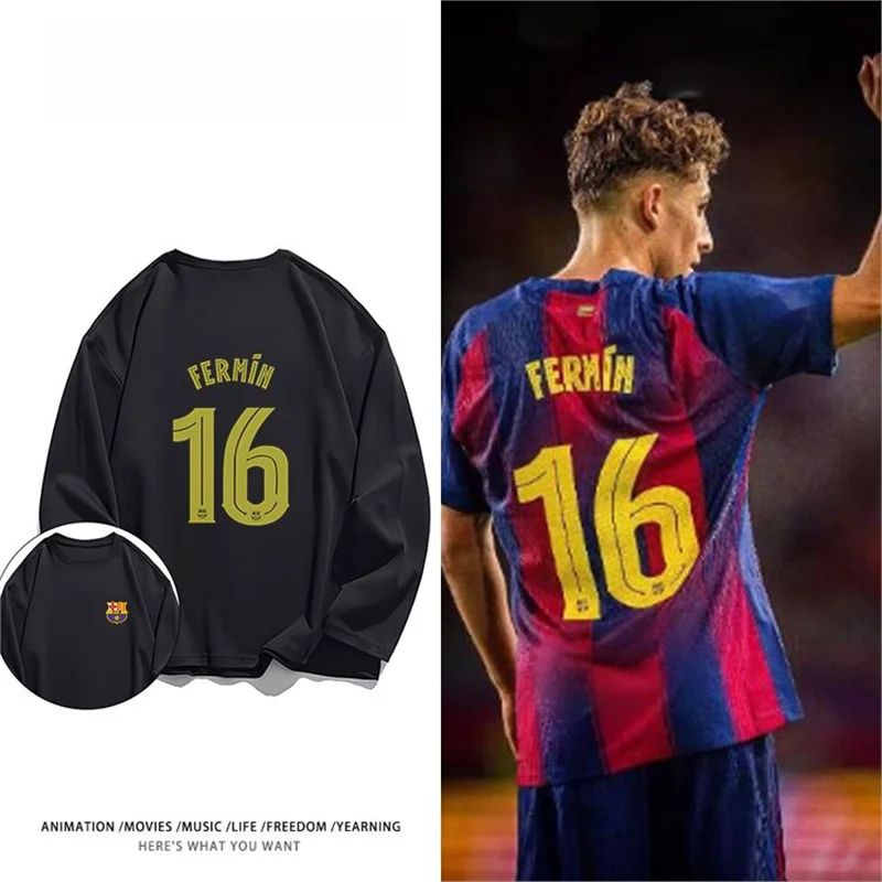 Barcelona Long Sve T-irt Base irt Verão Versátil Impresso Suporte Top Quali Material de Poliéster