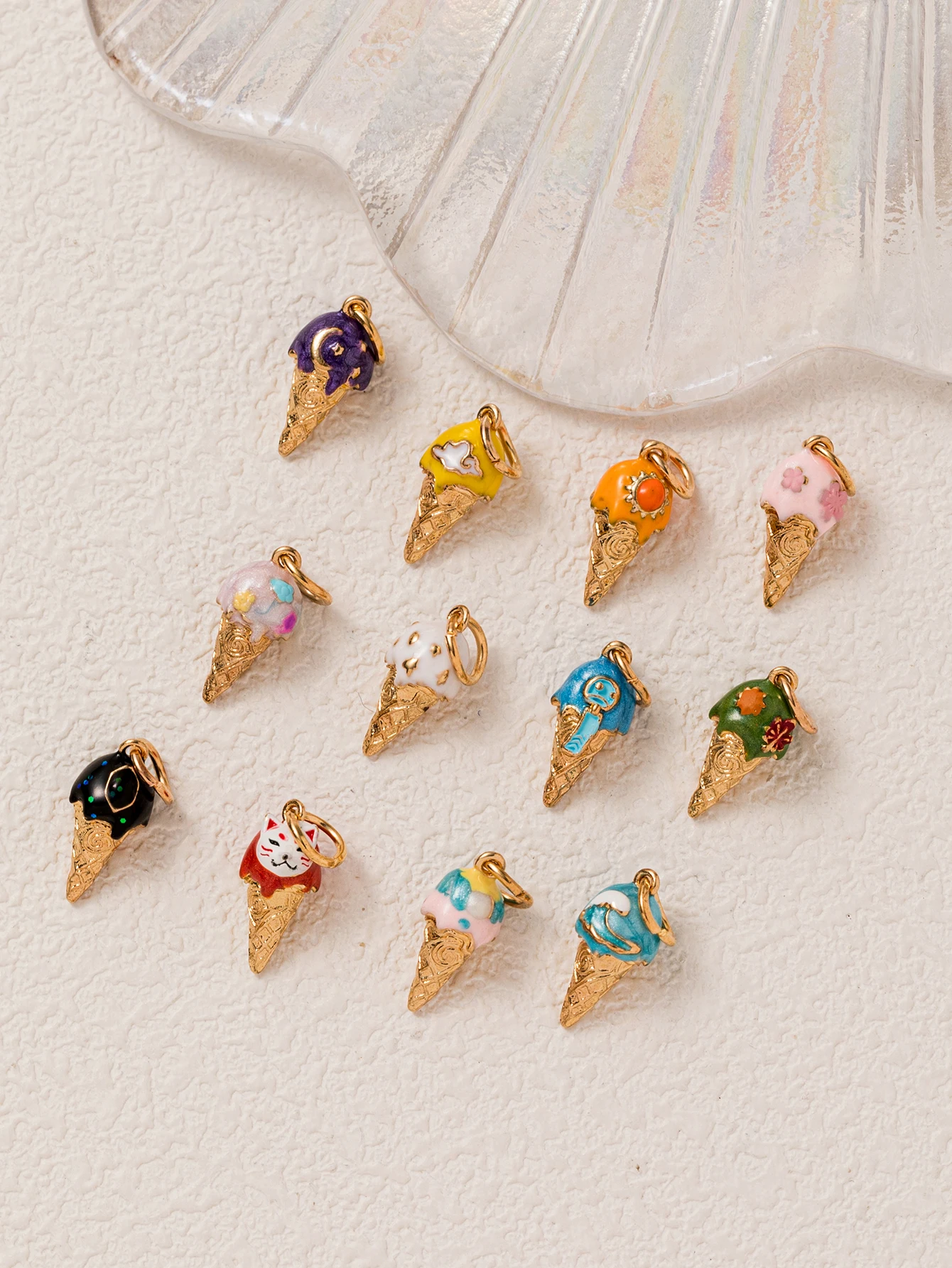 Niedliche und süße neue Eiscreme-Serie: Sonne, Wolke, Ahornblatt DIY-Anhänger für Schmuck. – Detail 3