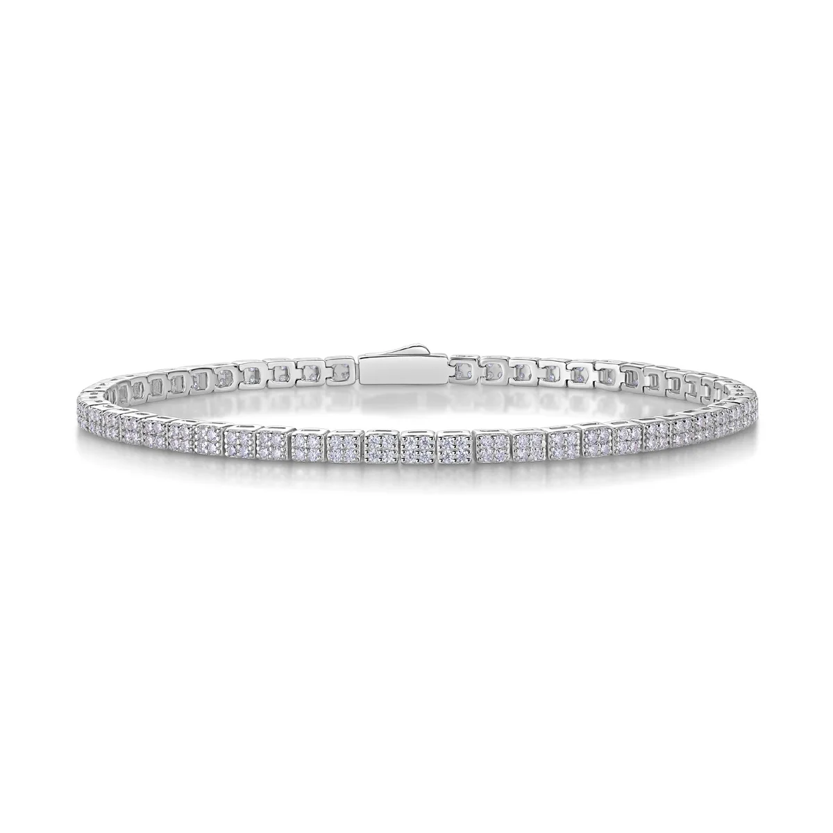 

Women S925 Silver Round Cut Full Moissanite Tennis Bracelet Exquisite Luxury Wedding Anniversary Party Fine Jewelry Gift