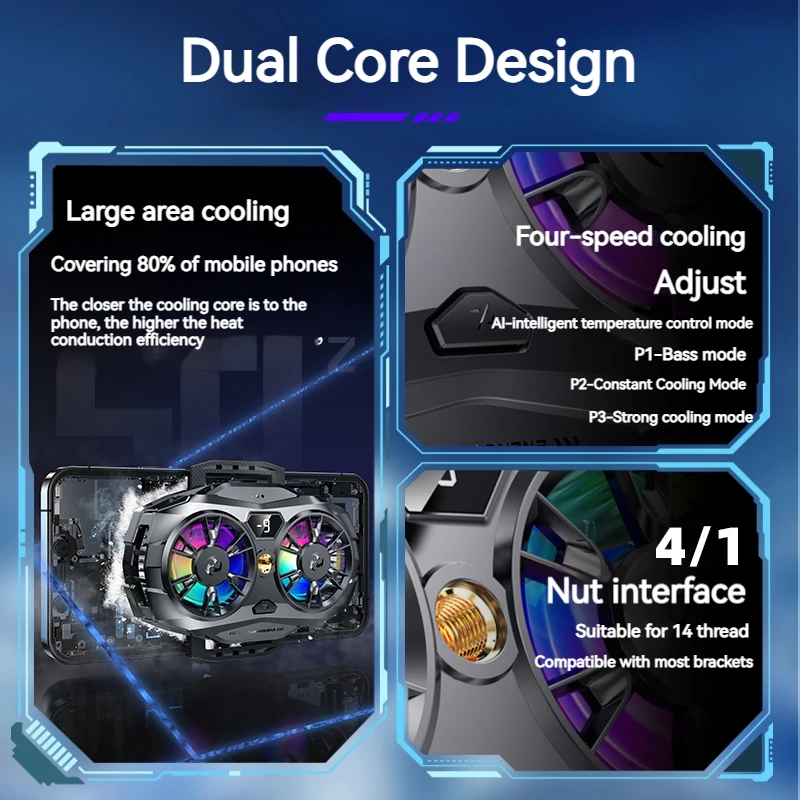 مشعاع تبريد الهاتف لأشباه الموصلات K19، شاشة عرض درجة الحرارة الرقمية، يعمل مع iPhone 16 15 Pro Max، Samsung لتبريد الألعاب #5