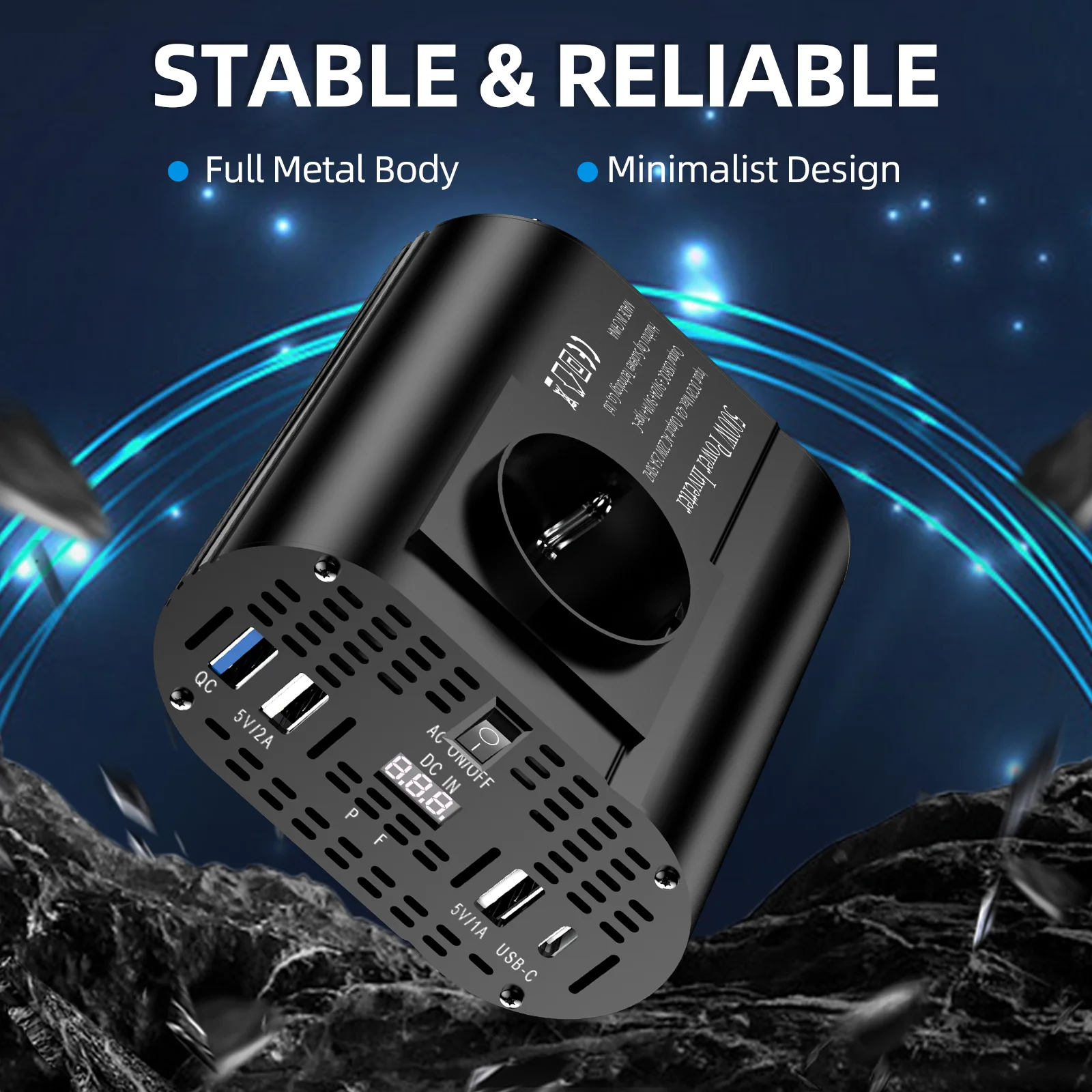 DC 12V zu AC 220V 230V Inverter 500W/400W LED Spannung Konverter Europäischen Buchse auto Zigarette leichter stecker Auto Zubehör – Detail 6