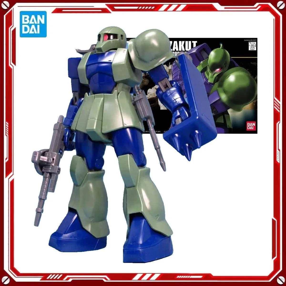 

Genuine Bandai Original Figure Model Kits HG HGUC 1/144 064 MS-05 Zaku I Assembly Anime Figures Action Model Toys Gifts
