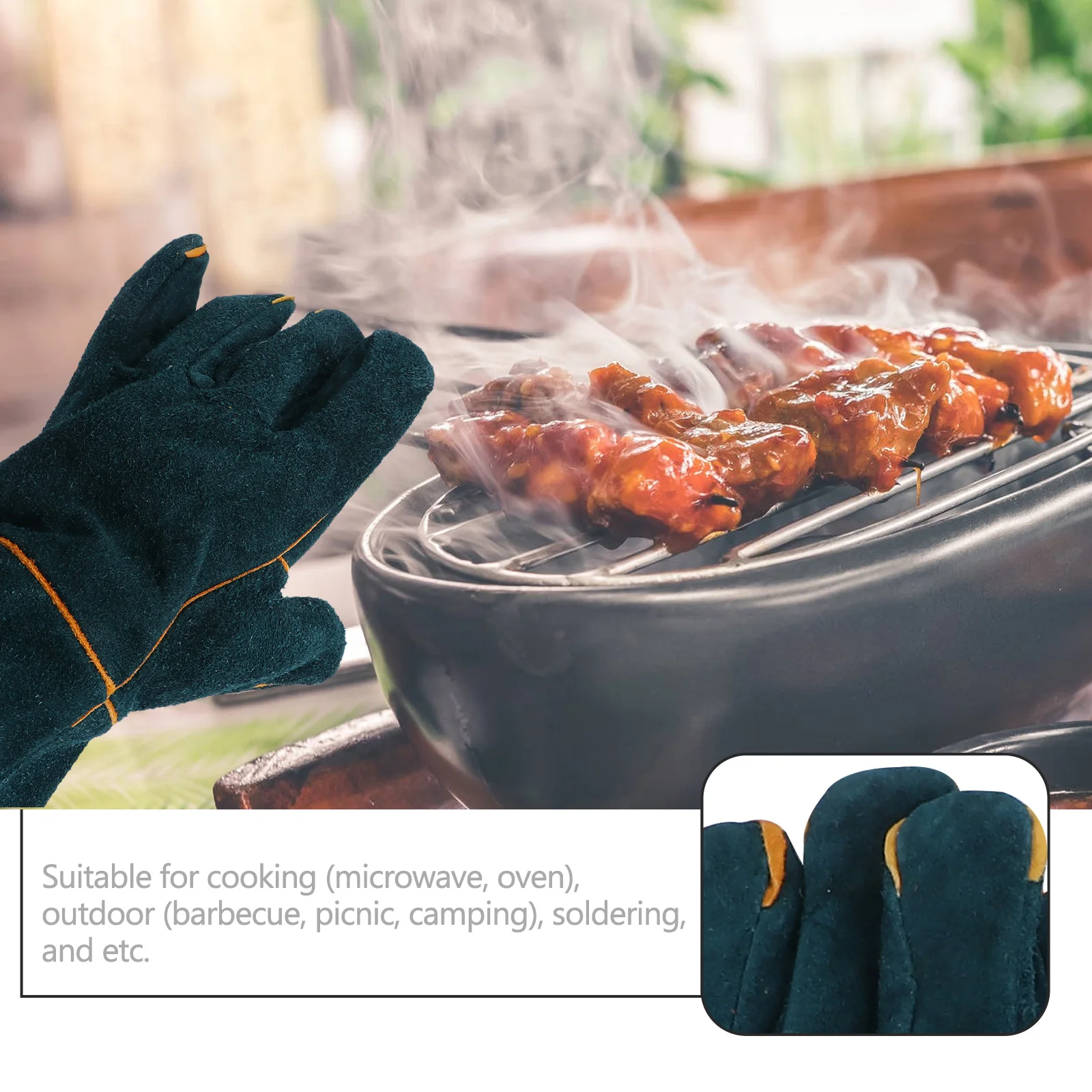 

Welding Gloves Thickened Long Sleeve Heat Resistant Cooking Oven BBQ Protective Gloves Fireproof Anti Bite Labor