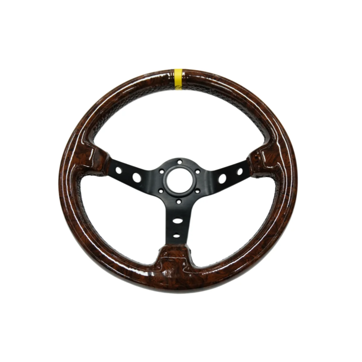 

14 inch 340mm porous antique wood patterned aluminum frame with deep concave racing game steering wheel modification