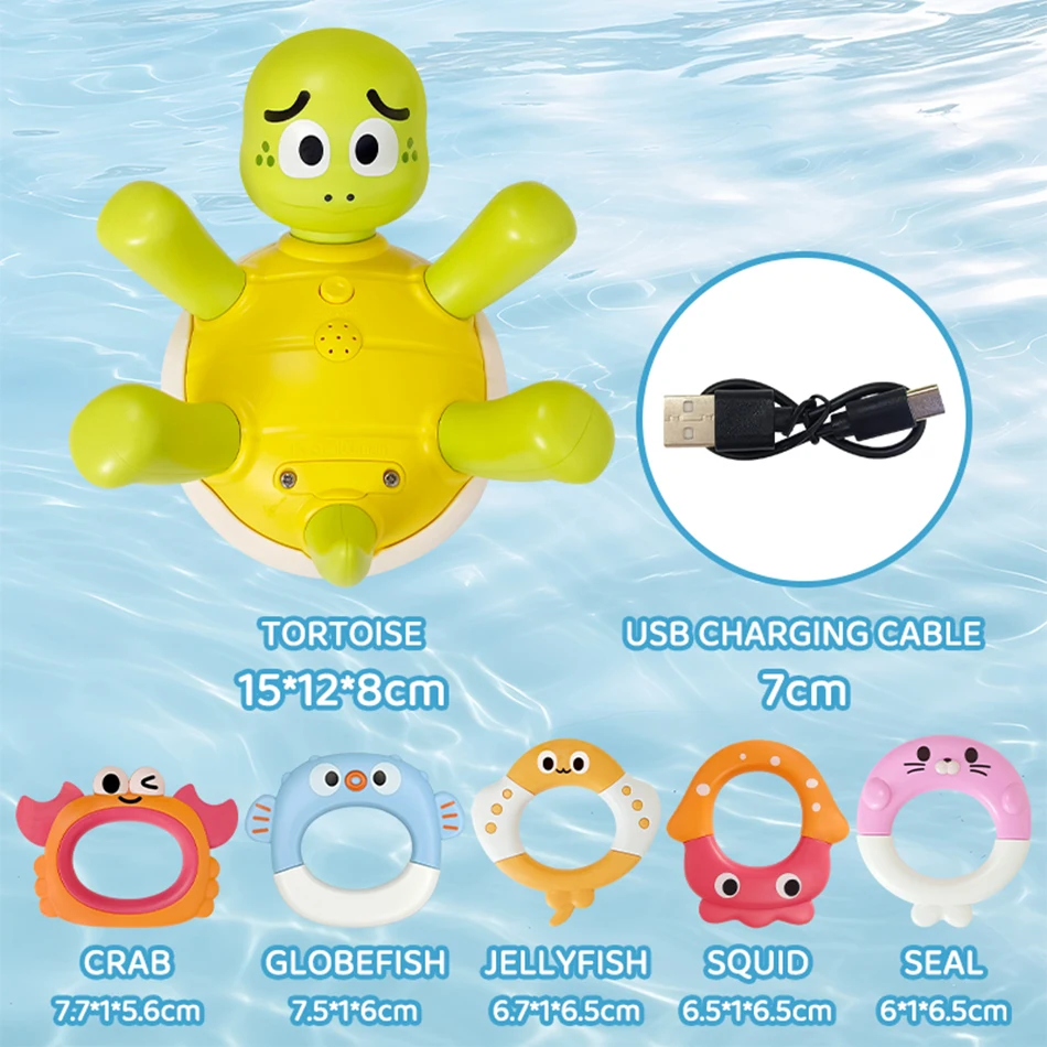 Electric Turtle Cute Swimming Turtle Water Spray Turtle Toys Bathroom Bath Toys Parent-Child Interactive for Kids Water Playing