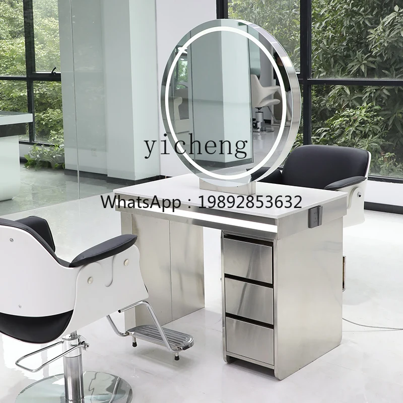 CC  barber shop with cabinet single double-sided mirror Taiwan hair shop perm and dye hair salon hair cut round mirror