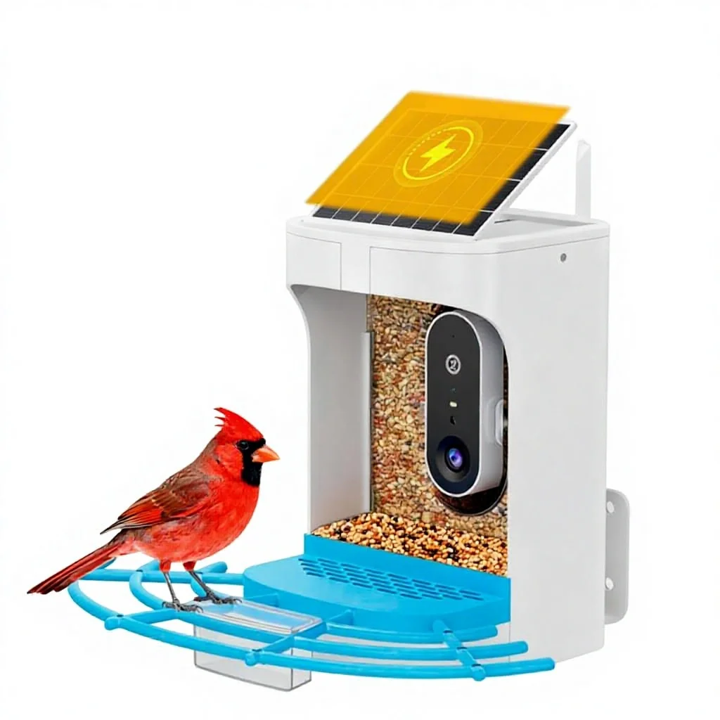 Cross-Border Best-Selling Smart Bird Feeder AI Bird Recognition 2K HD Camera Outdoor Solar-Powered Waterproof