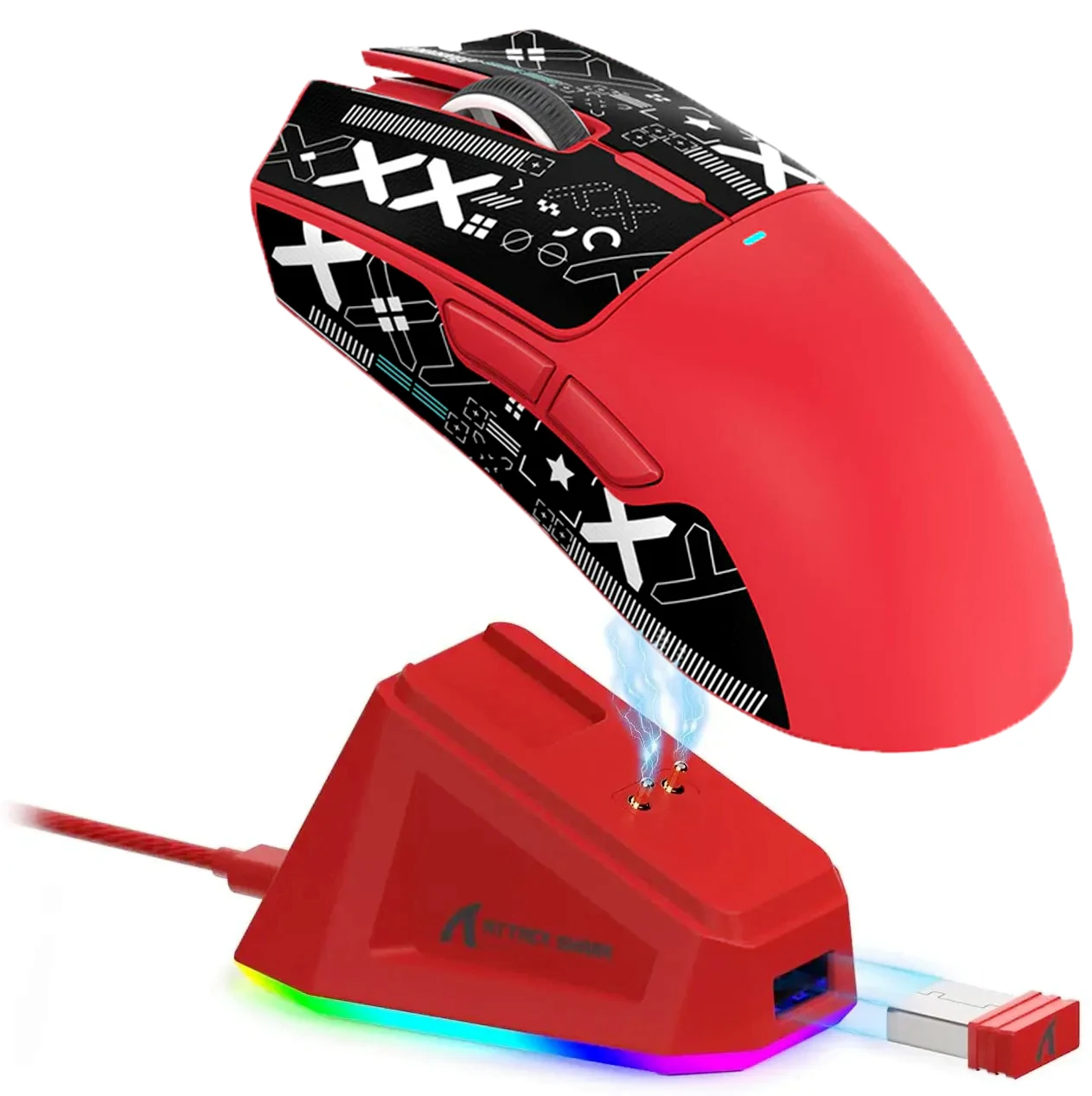 X11 ماوس ألعاب لاسلكي Attack Shark Mouse PixArt PAW3311 مستشعر الألعاب، BT/2.4G/سلكي مع شحن مغناطيسي RGB، Macro DPI