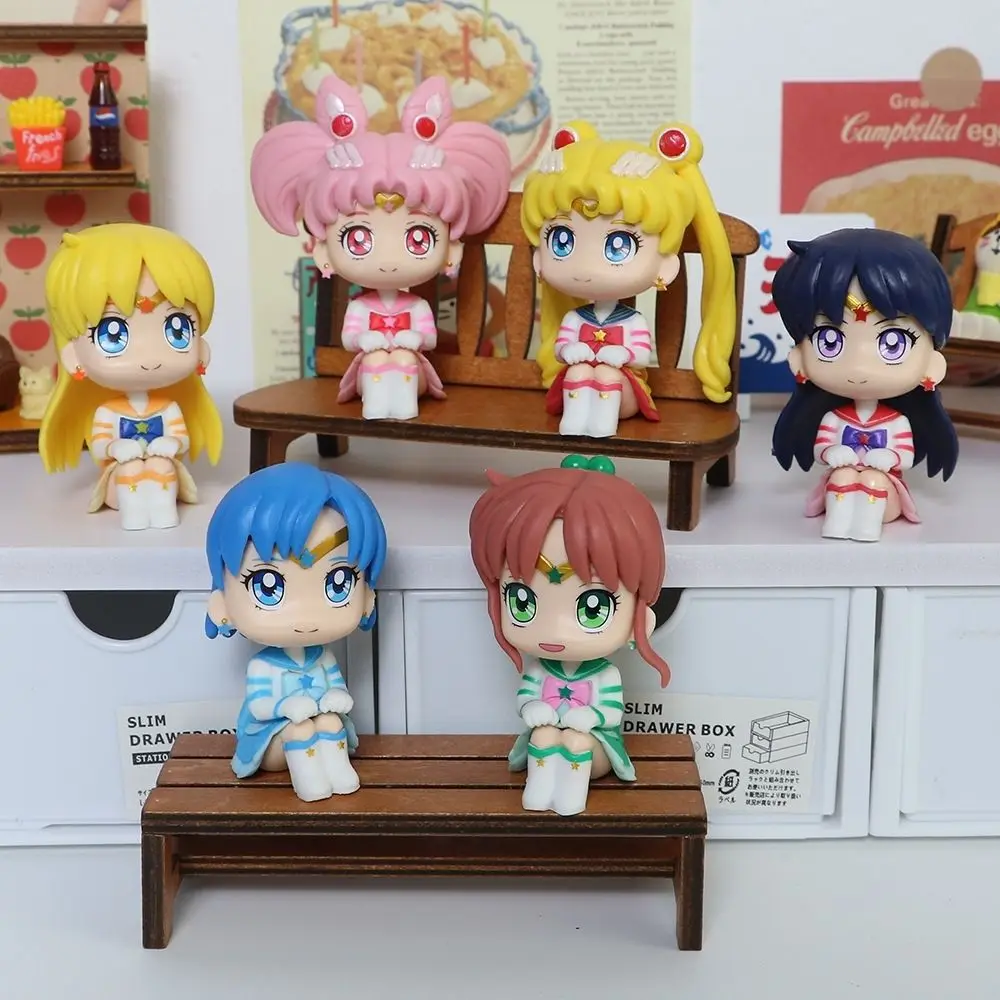 

6 шт./компл. милый Сейлор Мун Марс Юпитер с Mizuno Ami Hino Rei Minako ПВХ фигурка модель игрушки около 6-6,8 см