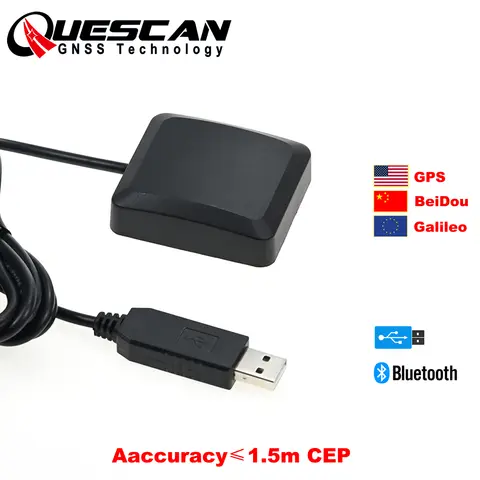 QUESCAN UBX M10 USB GPS 블루투스 GNSS 수신기 GPS 갈릴레오 베이더우 안테나 모듈 (안드로이드, 윈도우, 리눅스, 마린용) USB GPS NMEA