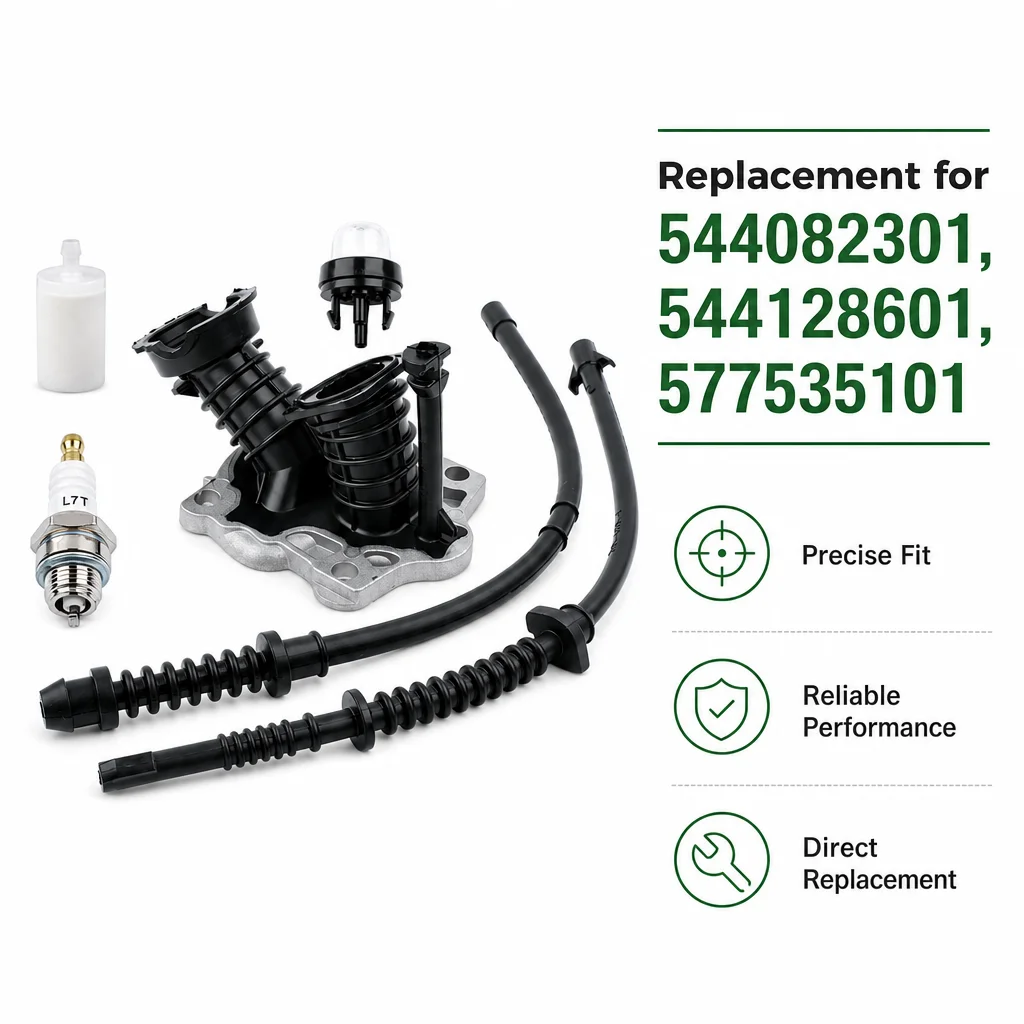 Intake Manifold Pipe Fuel Filter Return Line Kit Spark Plug For Husqvarna 445 445E Chainsaw Replaces 544082301 544128601