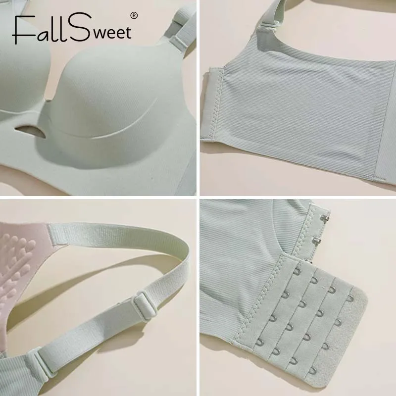 FallSweet Plus Size Bra for Women Push Up Seamless Wireless Bras Sexy Hollow Out Lingerie Thin Cup Brassiere Femme 34-46CD Cup