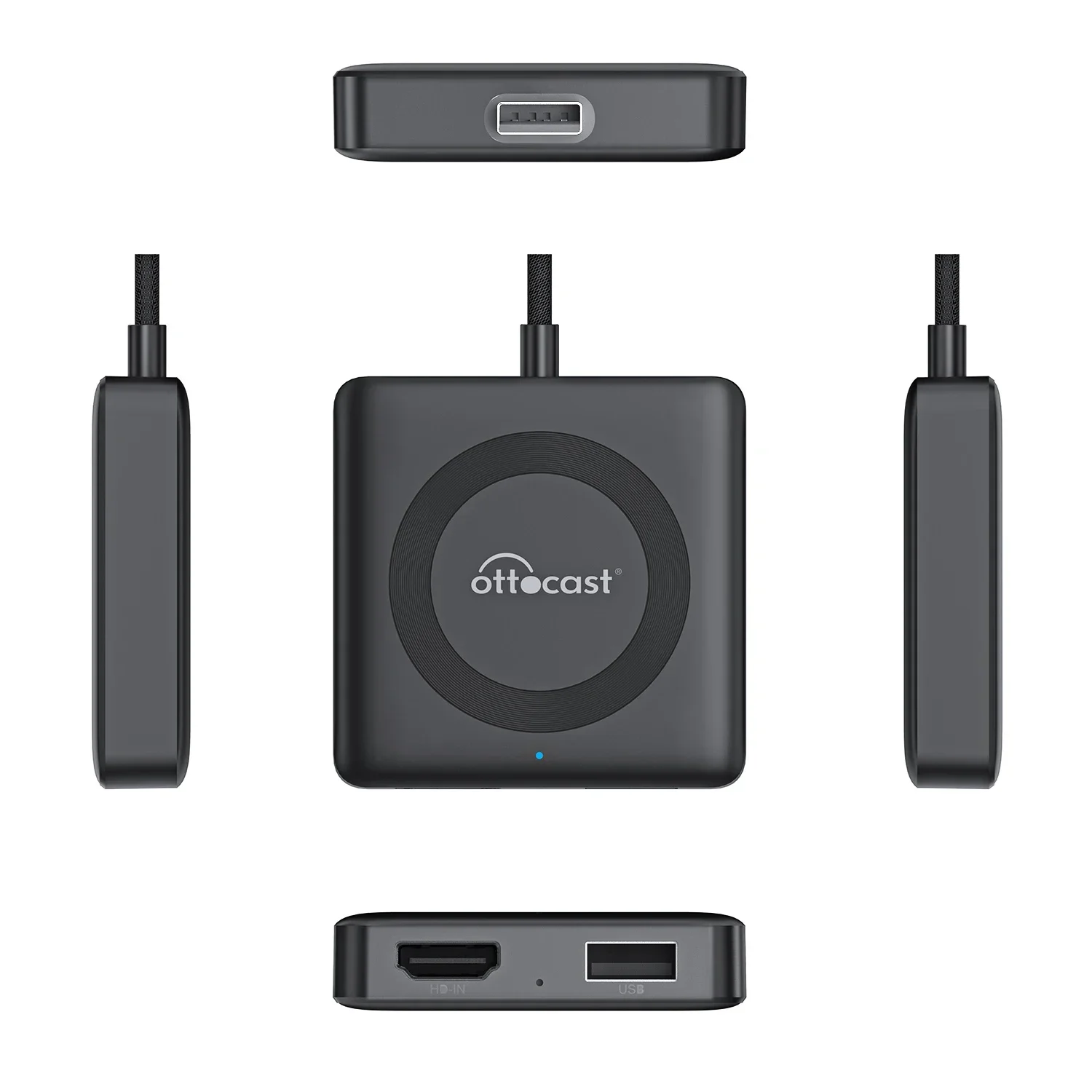 New Ottocast Carplay Android Auto Wireless Adapter Smart AI Box Wired Carplay to Wireless and HDMI Input Carplay Box