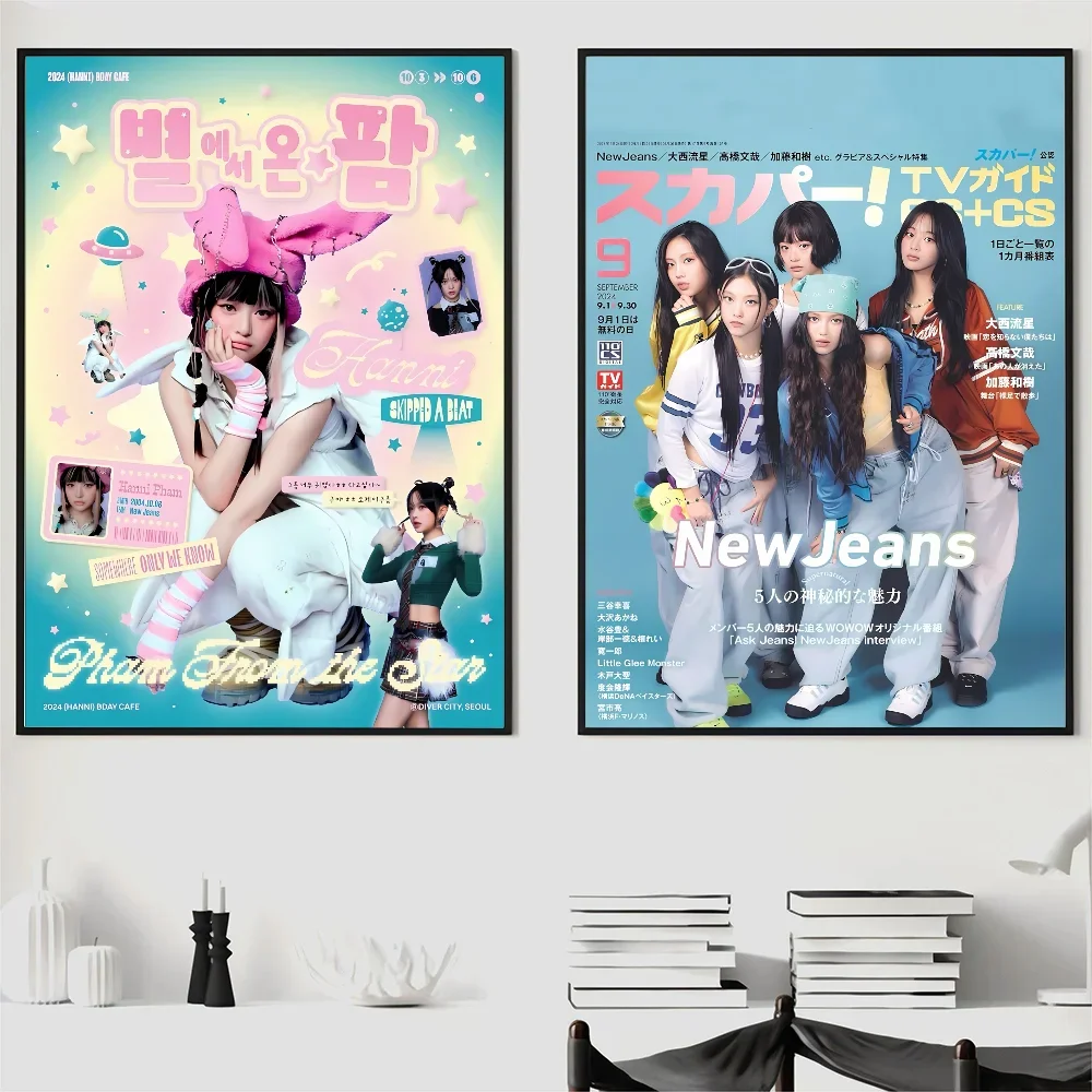 1 قطعة مجموعة فتاة K-pop الكورية N-Newjeans N-NJZ ملصق ورقة طباعة غرفة المعيشة المنزلي غرفة نوم مدخل بار مقهى الفن اللوحة #5